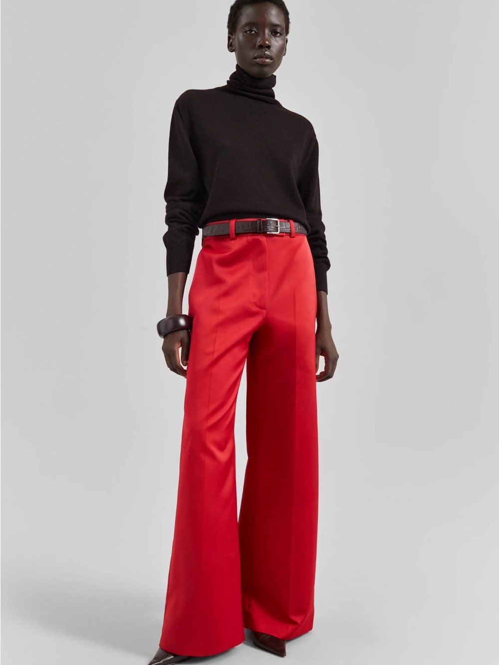 Satin Wide-Leg Trousers | The Frankie Shop